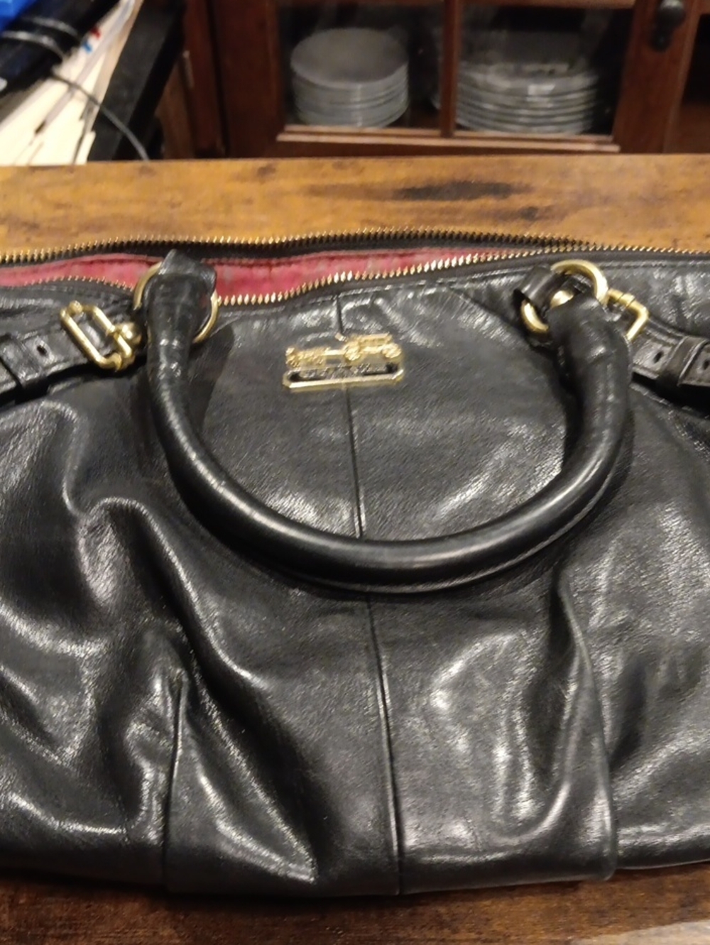 Coach Madison Sophia Black Leather Satchel Bag 15960 Gold Hardware
